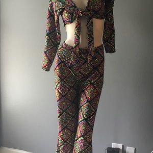 Pretty Little Thing multi color 2pc pants set size 12